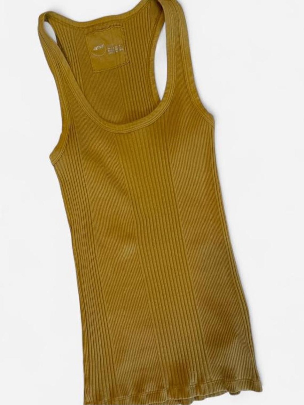 Aerie XS Mustard Ribbed Racerback Longline Tank Top